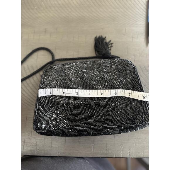 VTG Lord & Taylor Black Beaded Evening Bag Womens Small Purse Handbag Crossbody - Picture 11 of 12